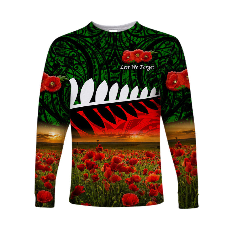 custom-personalised-new-zealand-maori-anzac-long-sleeve-shirt-poppy-vibes-green