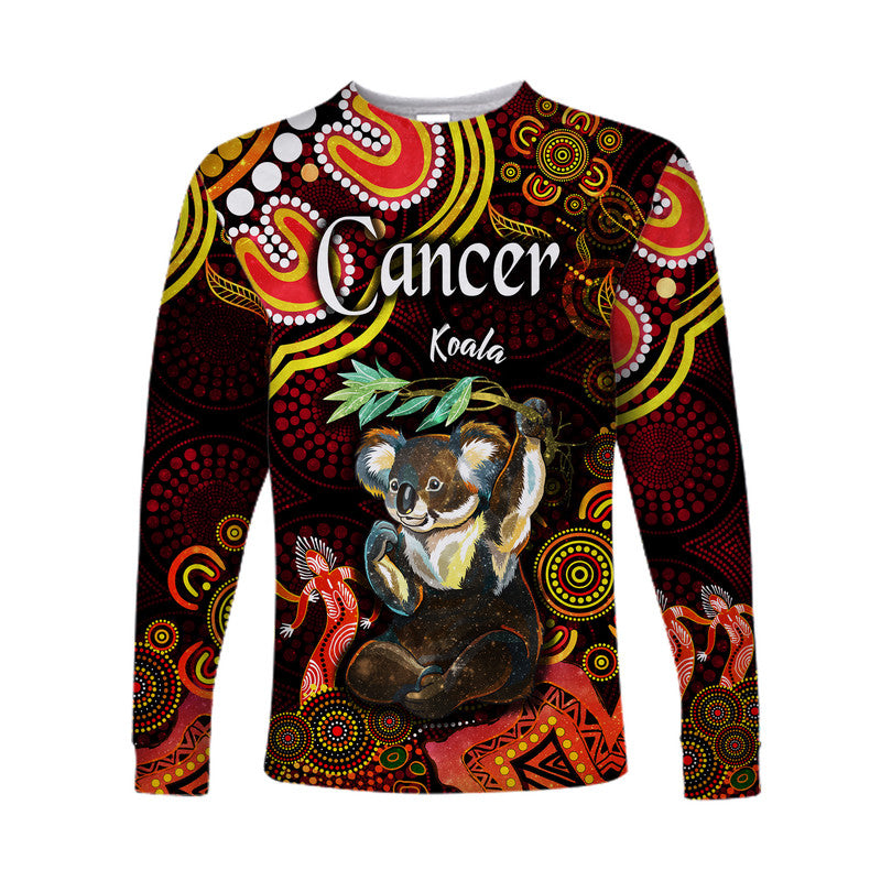 australian-astrology-long-sleeve-shirt-cancer-koala-zodiac-aboriginal-vibes-red