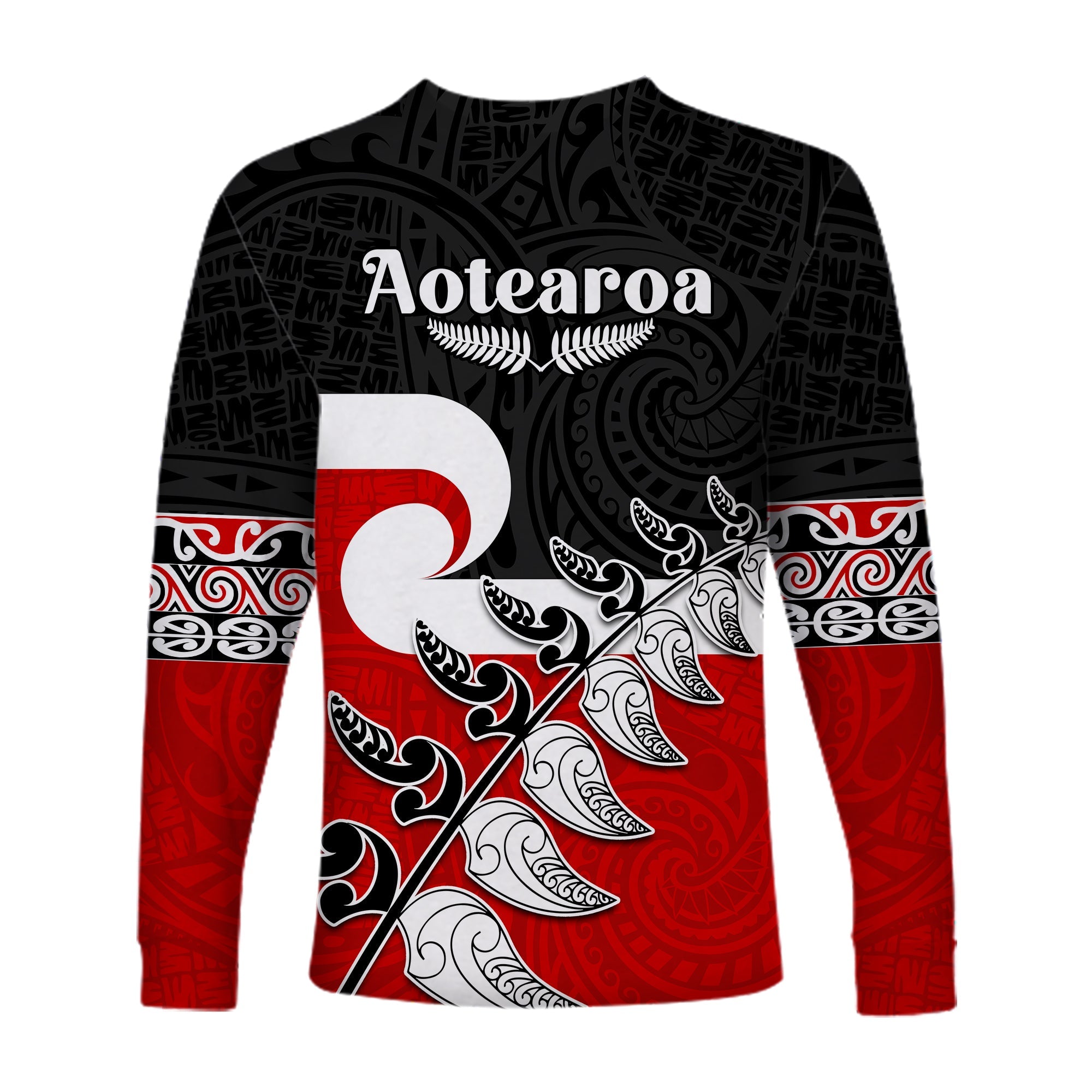 waitangi-long-sleeve-shirt-aotearoa-maori-pattern-mix-fern-and-manaia-koru