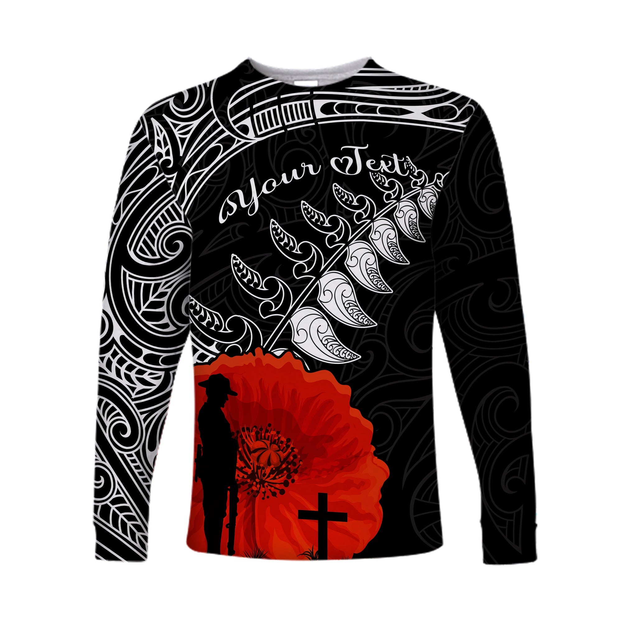 custom-personalised-new-zealand-anzac-2022-long-sleeve-shirt-maori-mix-fern-poppy