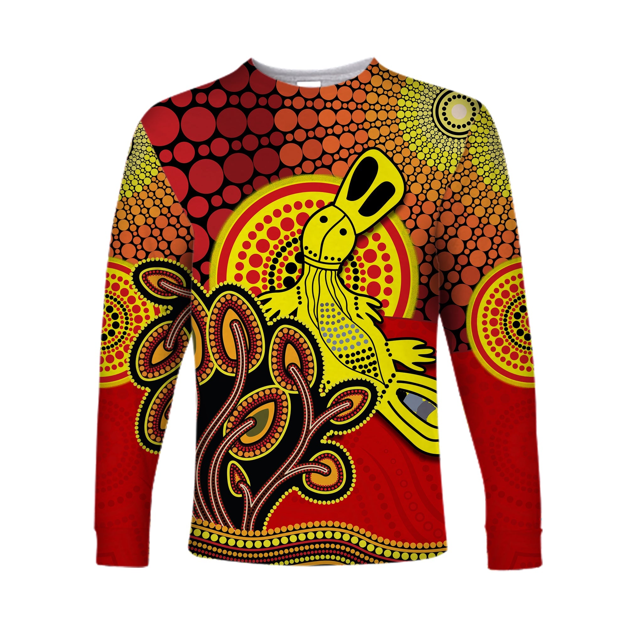 aboriginal-platypus-long-sleeve-shirt-tree-on-the-hill-sunshine