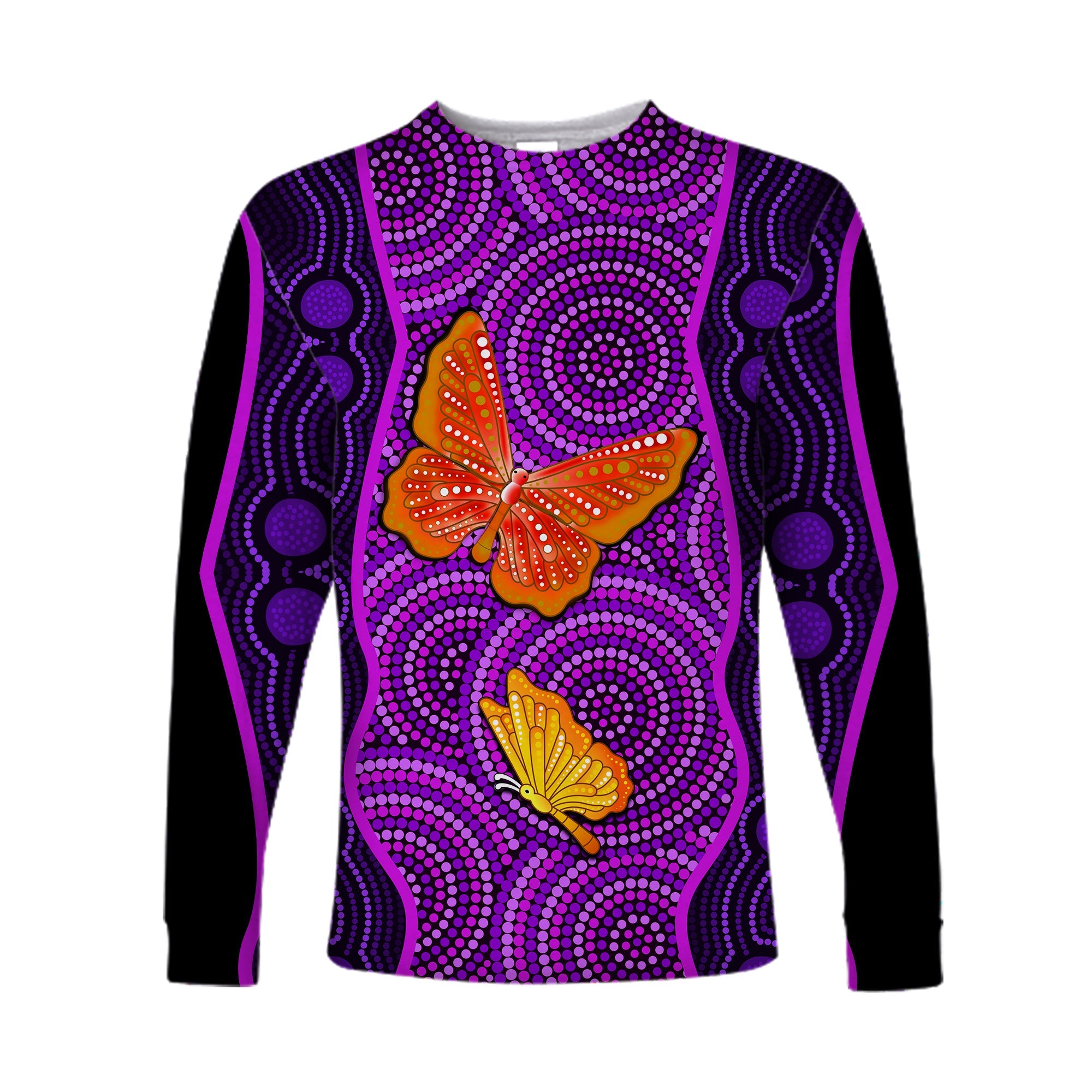 custom-personalised-aboriginal-dot-long-sleeve-shirt-butterfly-natural-beauty