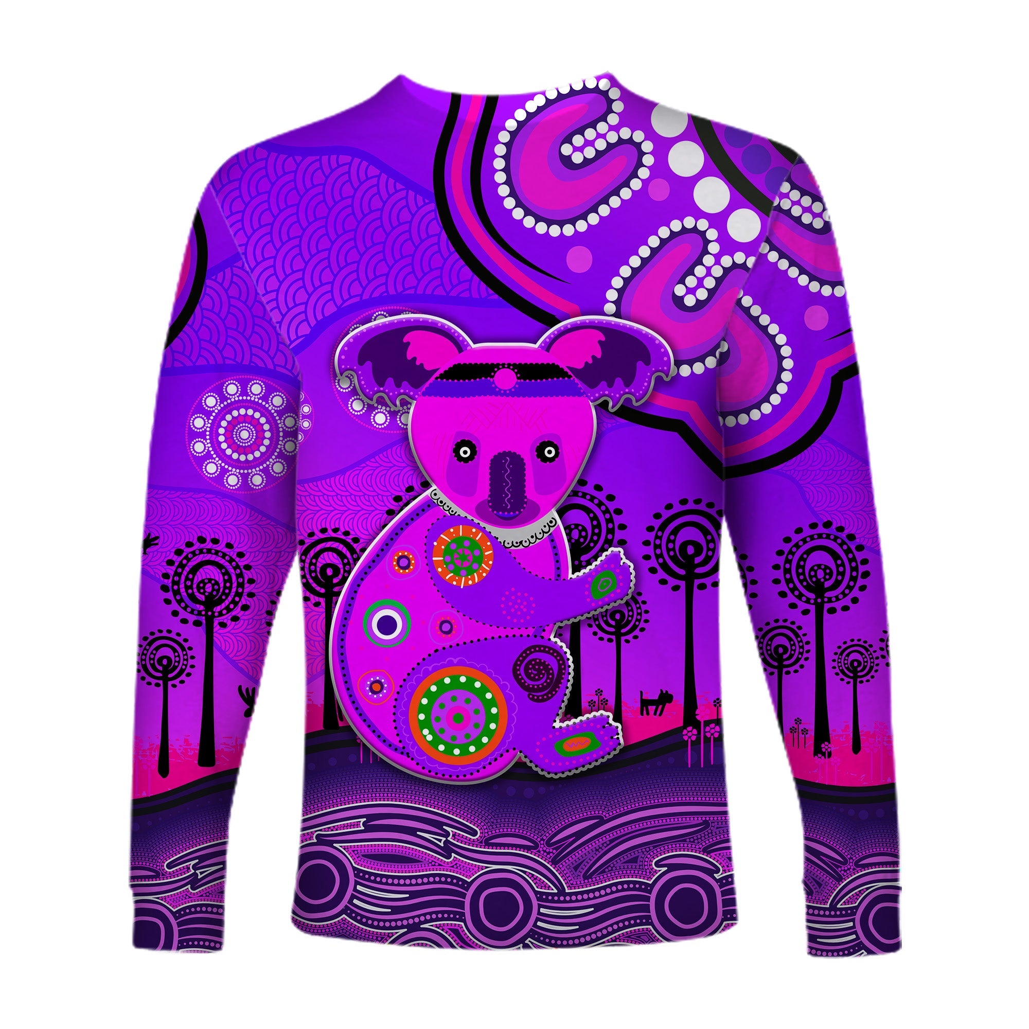 aboriginal-art-koala-long-sleeve-shirt-indigenous-unique-vibes-purple