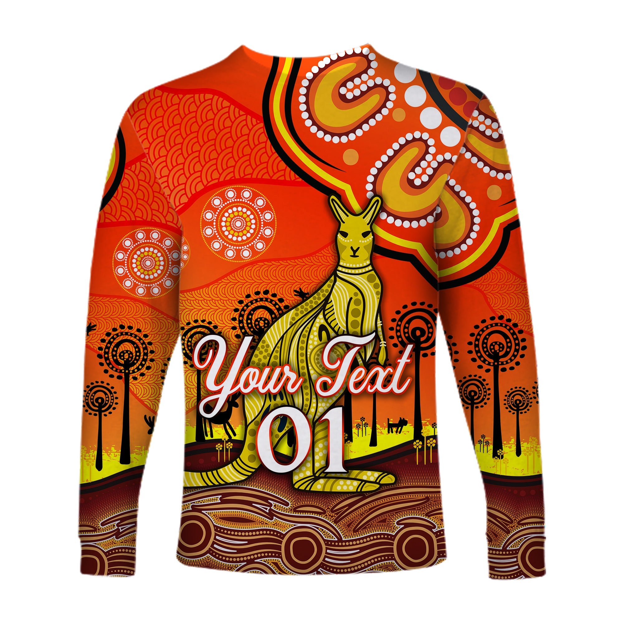 custom-personalised-aboriginal-art-kangaroo-long-sleeve-shirt-indigenous-unique-vibes-orange