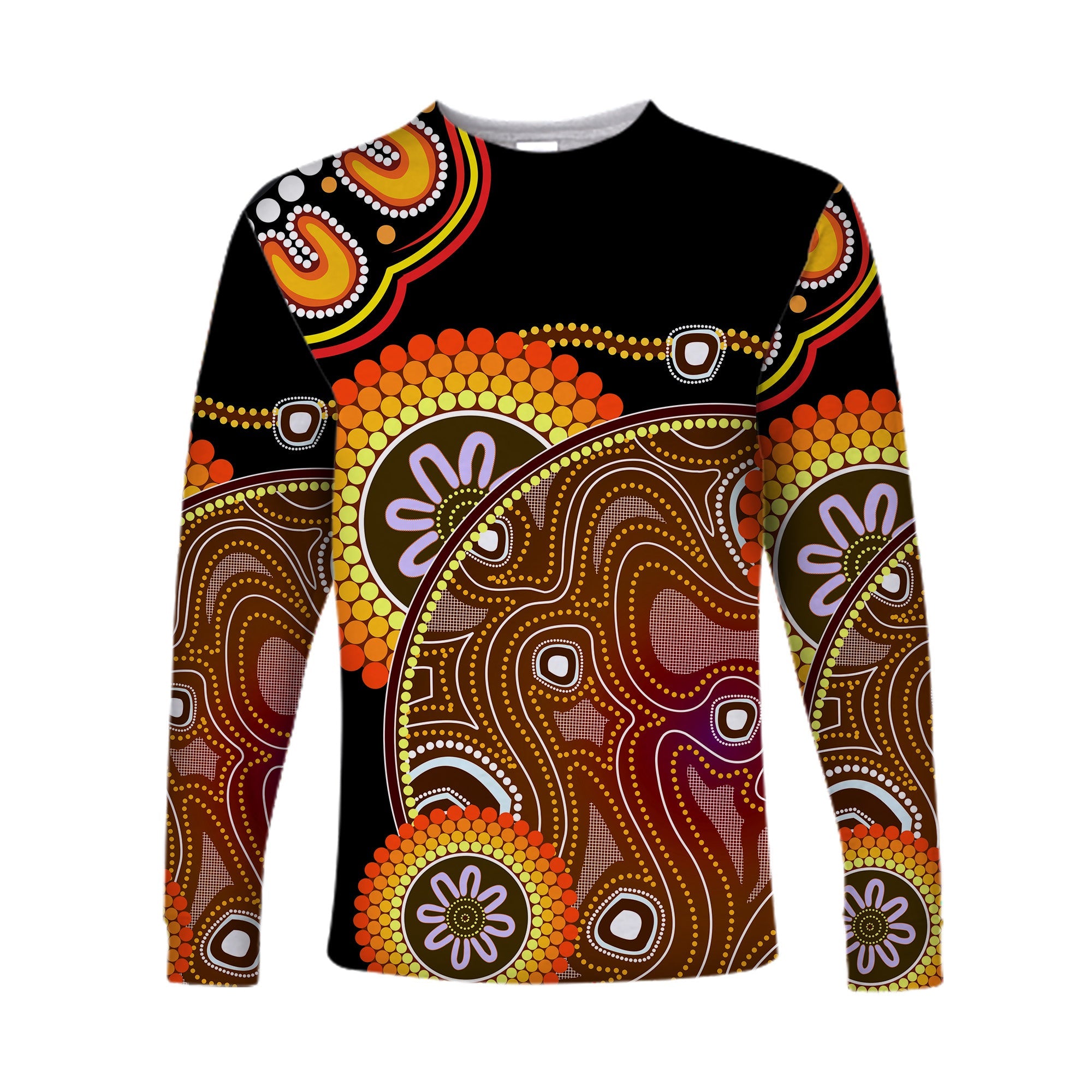 custom-personalised-aboriginal-long-sleeve-shirt-sun-rise-indigenous-vibes