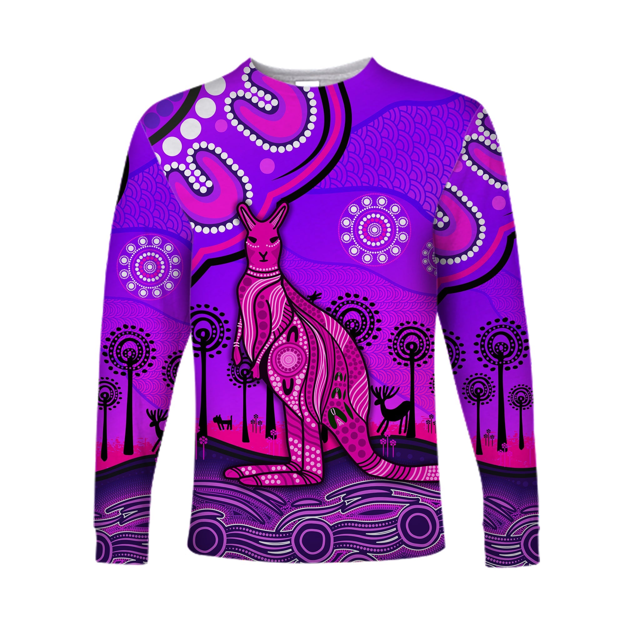 aboriginal-art-kangaroo-long-sleeve-shirt-indigenous-unique-vibes-purple