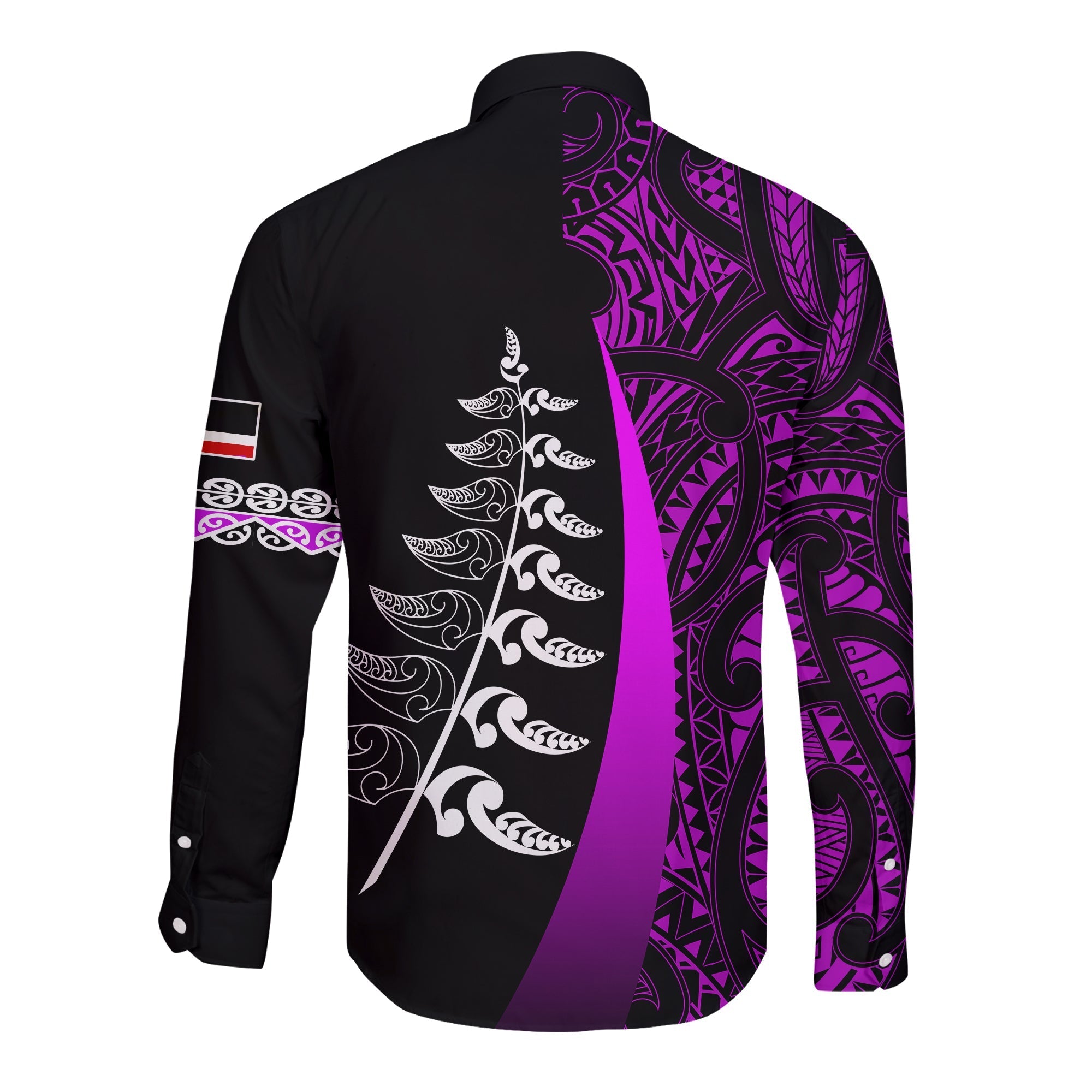 waitangi-day-long-sleeve-button-shirt-maori-mix-fern-style-purple