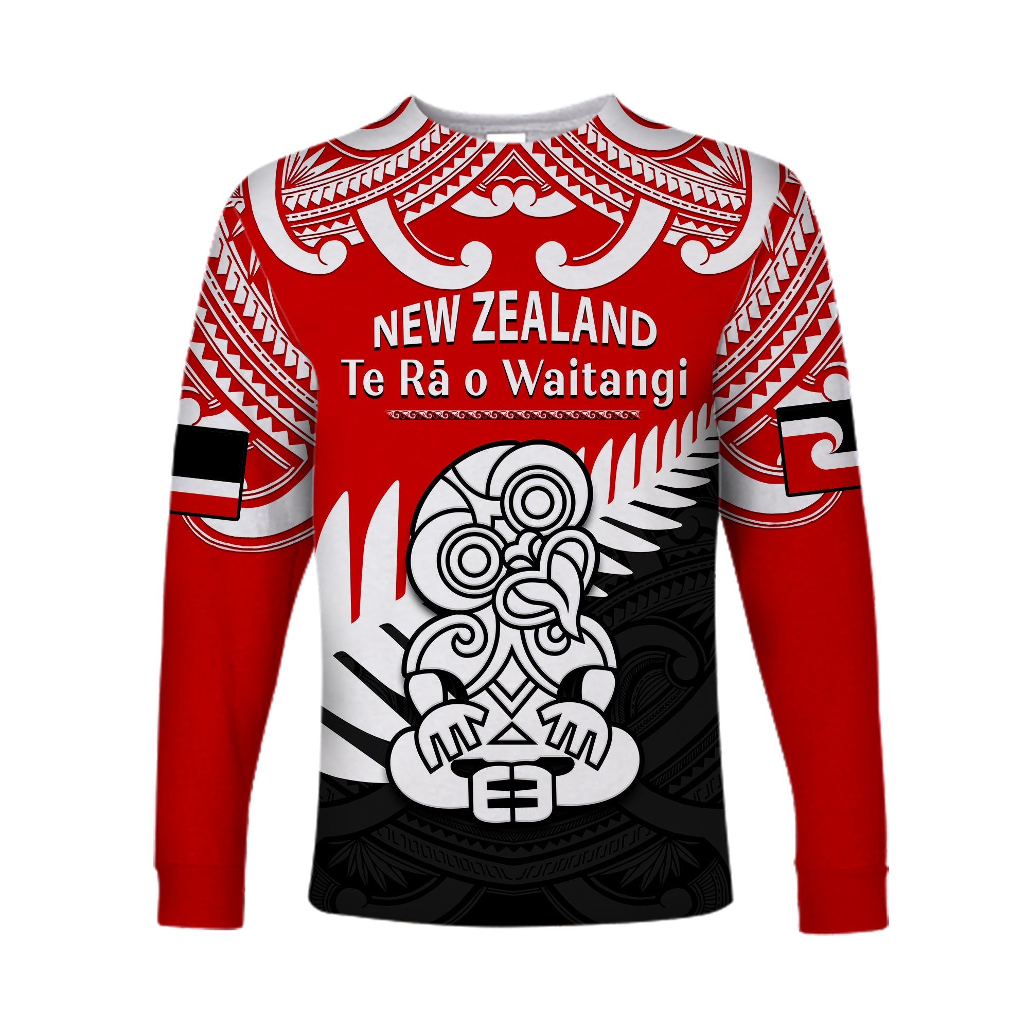 waitangi-day-long-sleeve-shirt-tino-rangatiratanga-flag-with-tiki-maori-fern