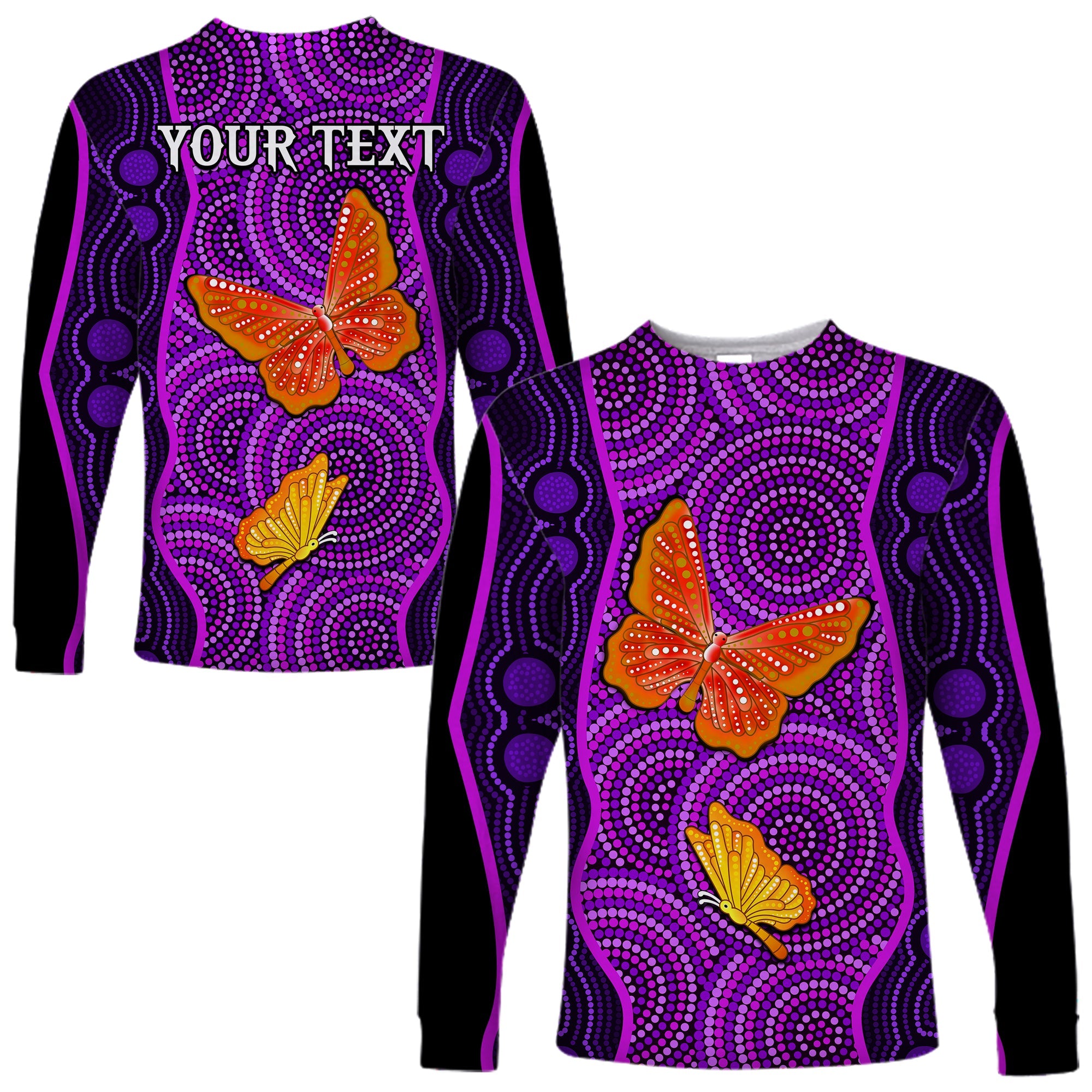 custom-personalised-aboriginal-dot-long-sleeve-shirt-butterfly-natural-beauty