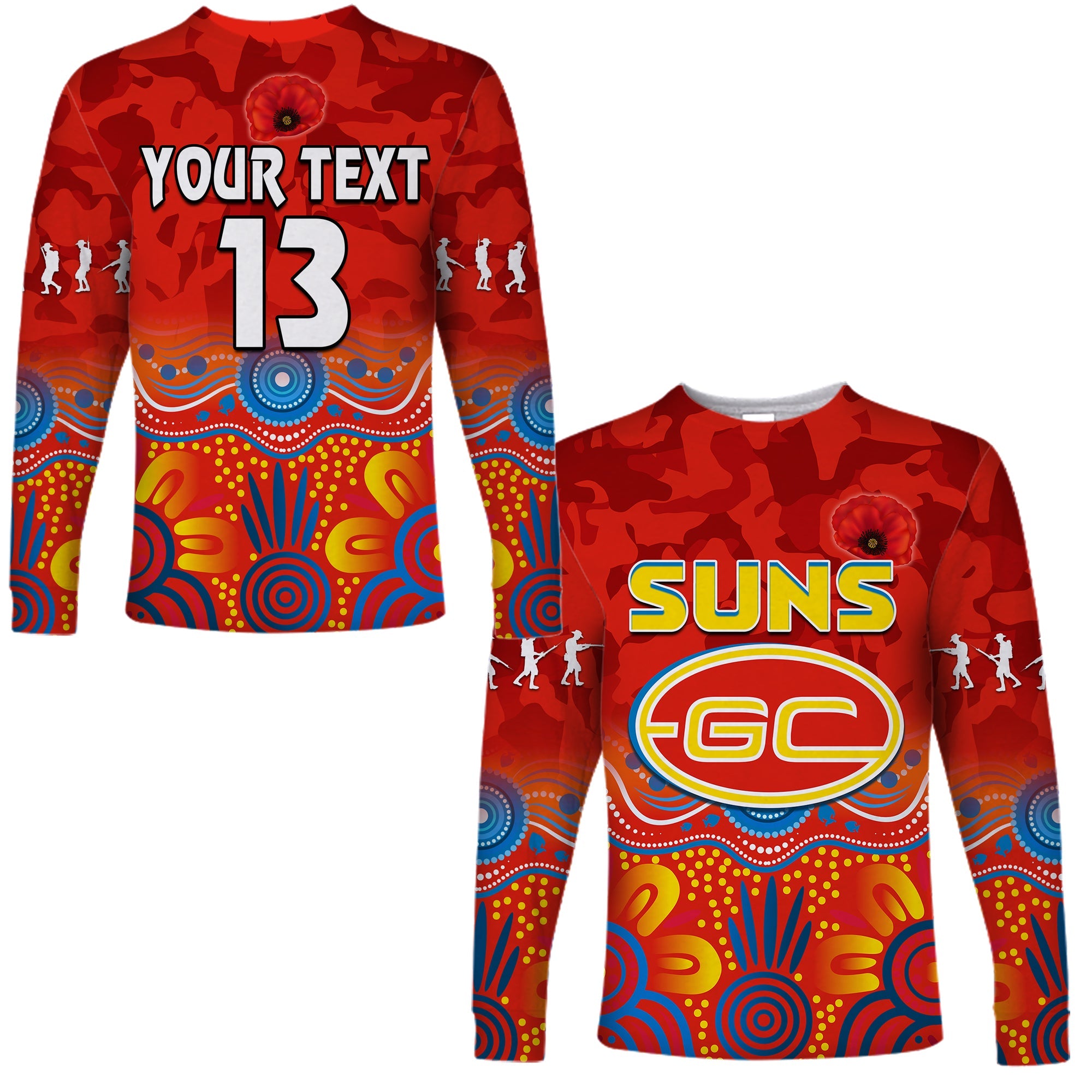 custom-text-and-number-suns-anzac-2022-long-sleeve-shirt-gold-coast-aboriginal-poppy