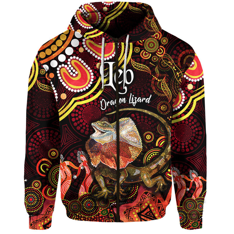 custom-personalised-australian-astrology-zip-up-and-pullover-hoodie-leo-dragon-lizard-zodiac-aboriginal-vibes-red