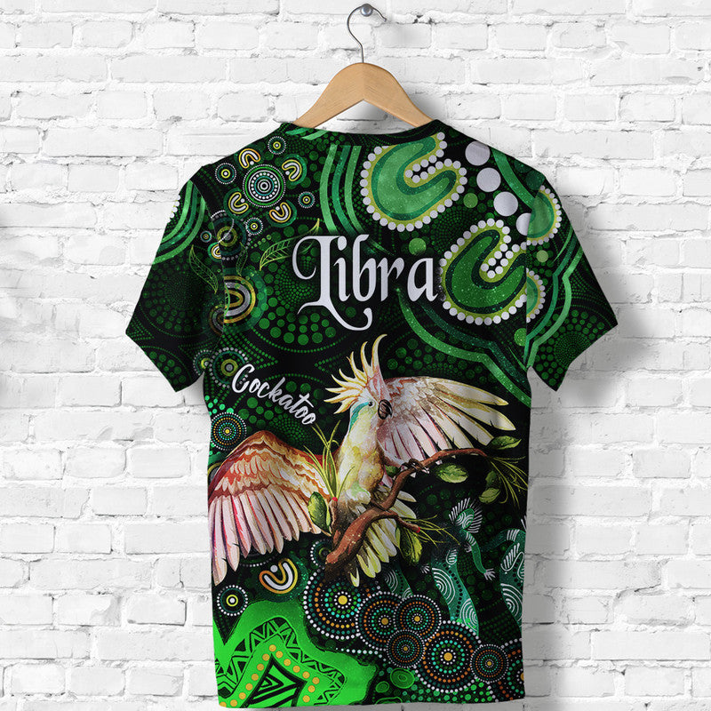 australian-astrology-t-shirt-libra-cockatoo-glider-zodiac-aboriginal-vibes-green