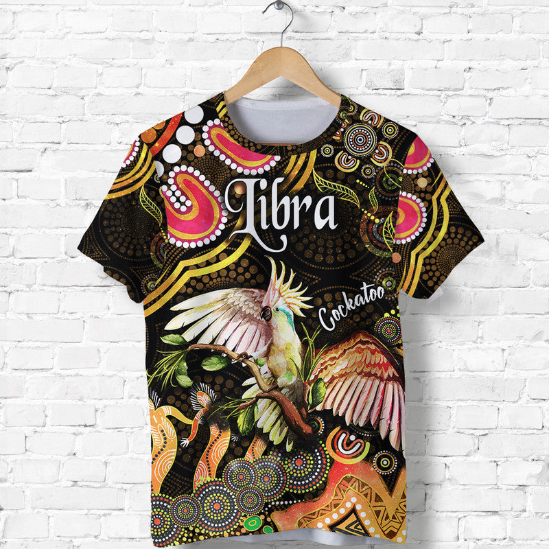 custom-personalised-australian-astrology-t-shirt-libra-cockatoo-glider-zodiac-aboriginal-vibes-gold