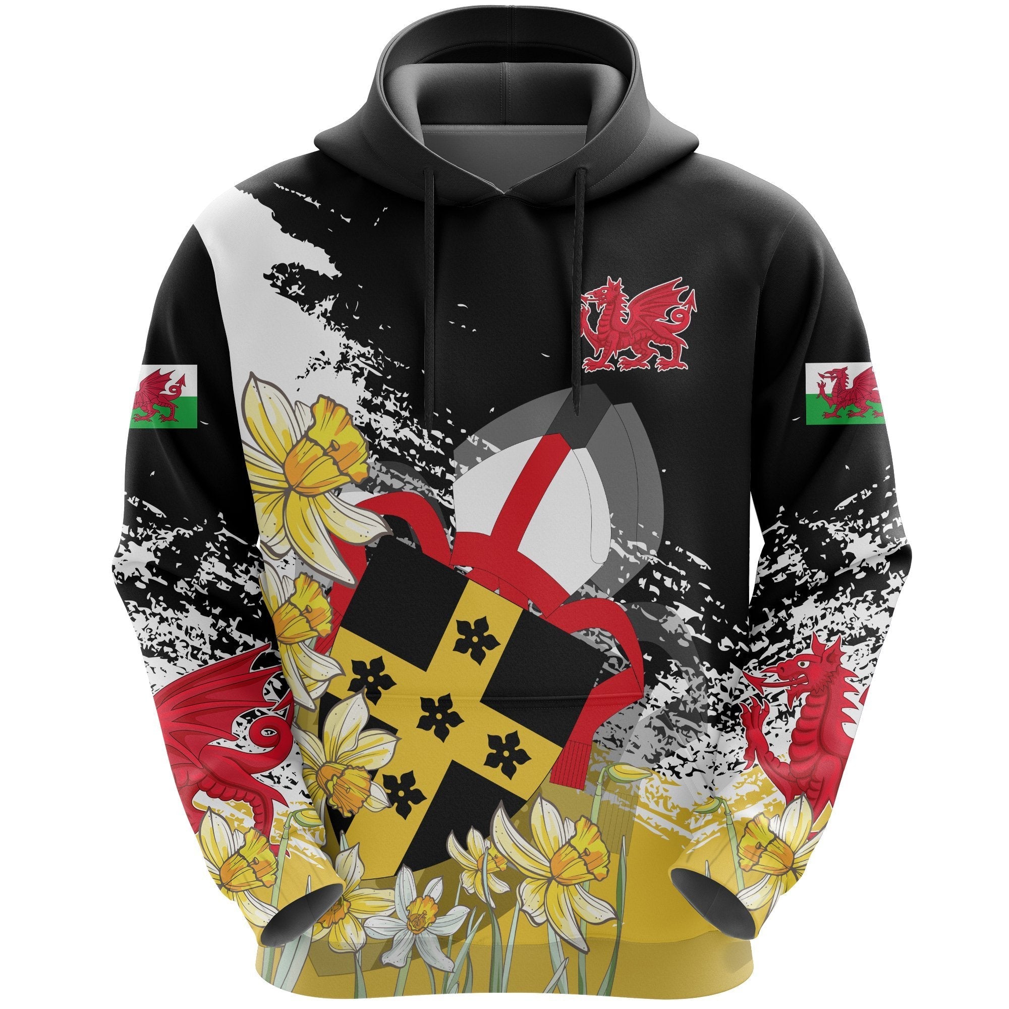 Wales Pullover Hoodie Saint David Dragon Flag