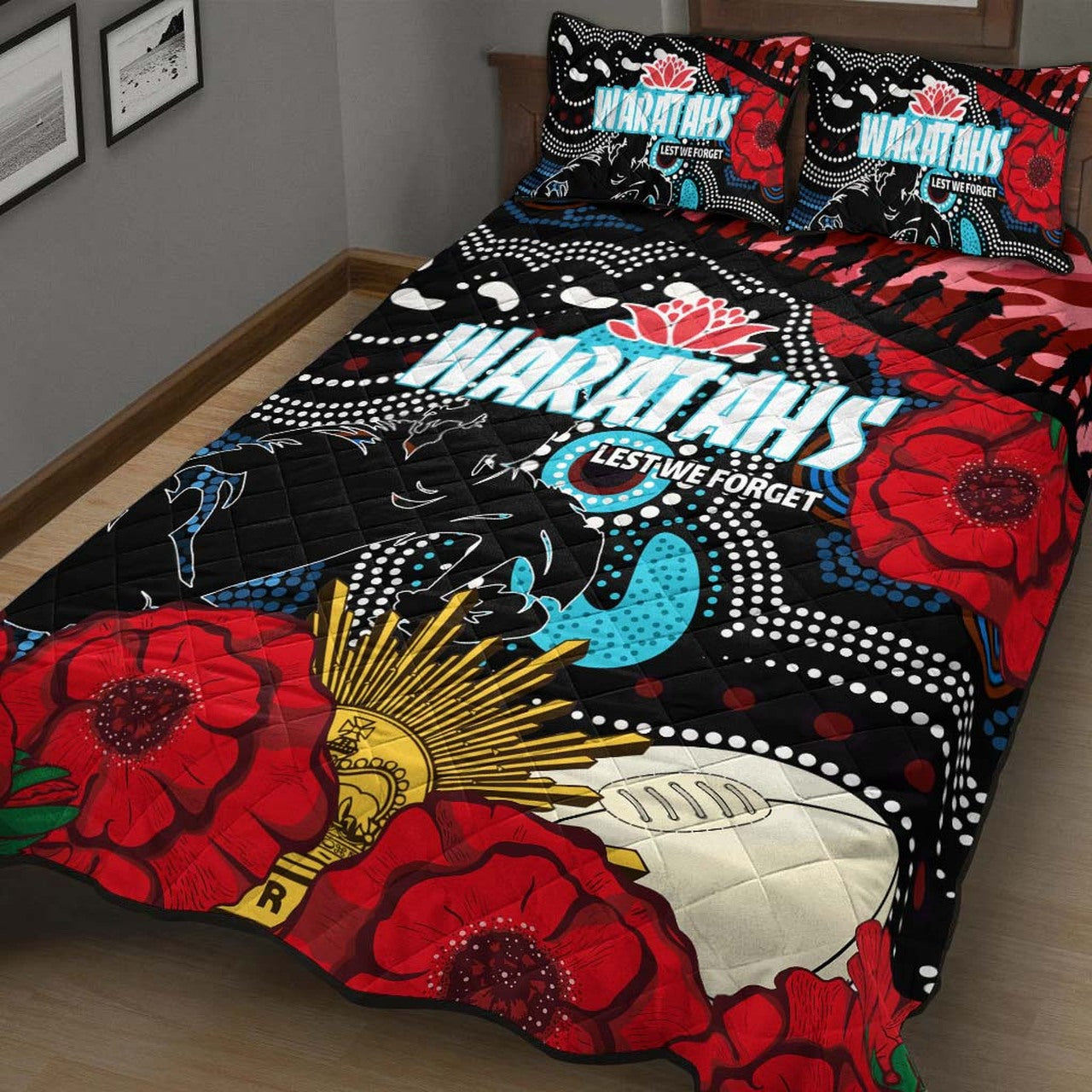 waratahs-rugby-quilt-bed-set-indigenous-waratahs-anzac-day-aboriginal-quilt-bed-set