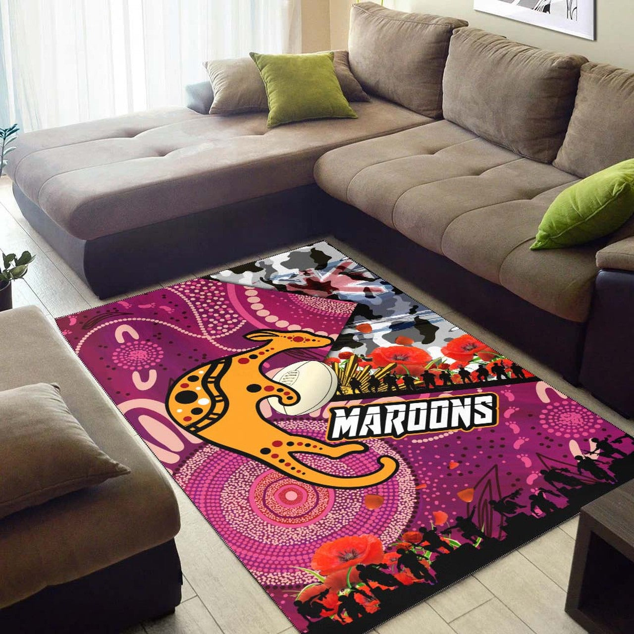 maroons-rugby-anzac-aboriginal-area-rug-maroons-aboriginal-pattern-with-anzac-day-poppy-flower-area-rug