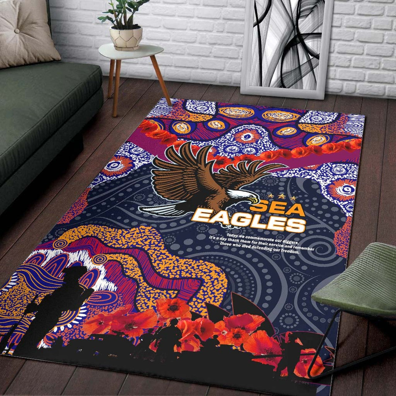 sea-eagles-rugby-anzac-aboriginal-area-rug-manly-warringah-sea-eagles-with-anzac-day-poppy-flower-area-rug