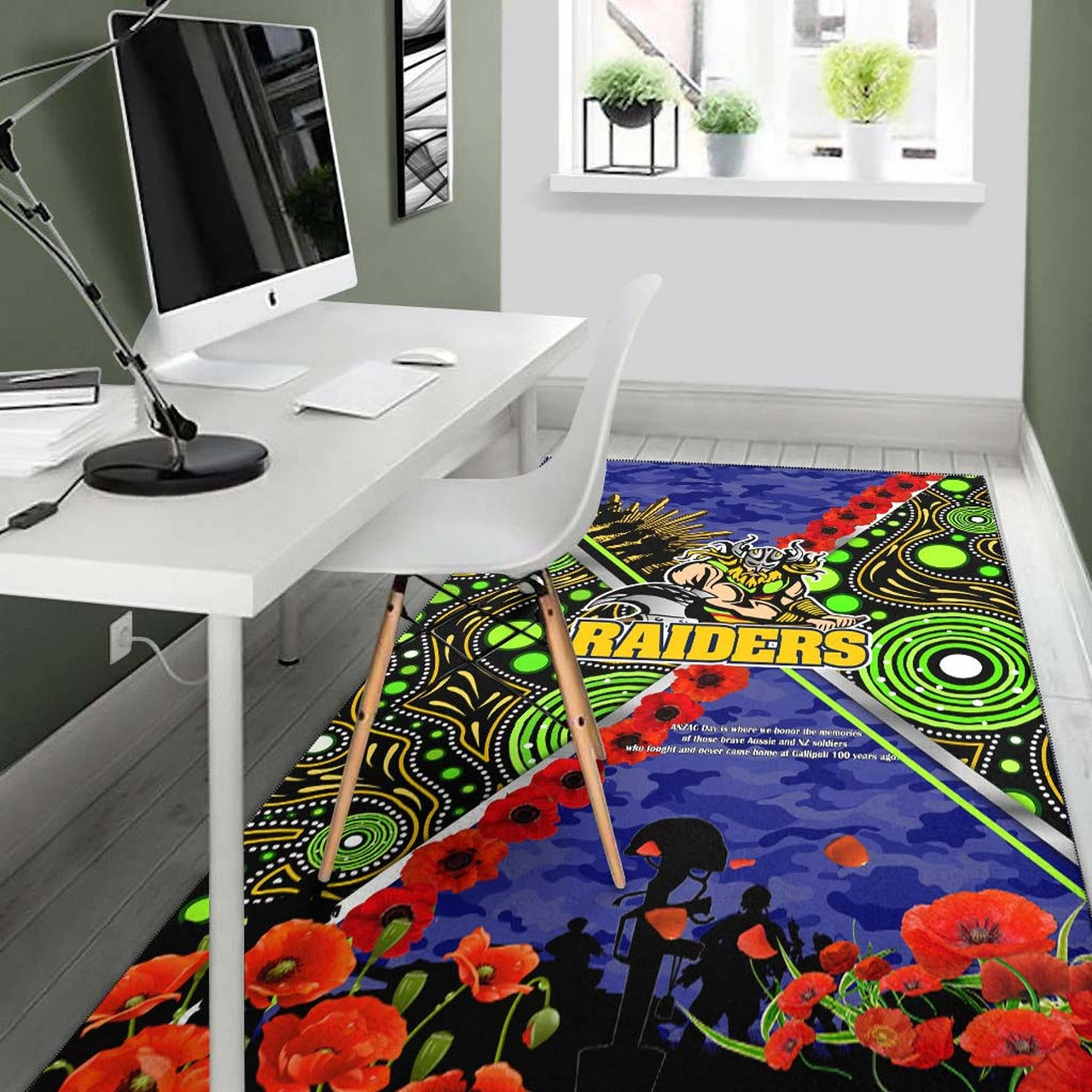 raiders-rugby-anzac-aboriginal-area-rug-canberra-raiders-with-anzac-day-poppy-flower-area-rug