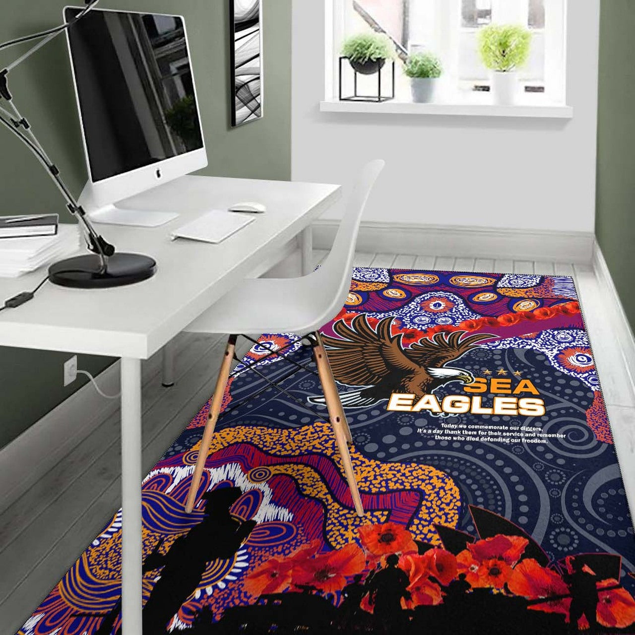 sea-eagles-rugby-anzac-aboriginal-area-rug-manly-warringah-sea-eagles-with-anzac-day-poppy-flower-area-rug