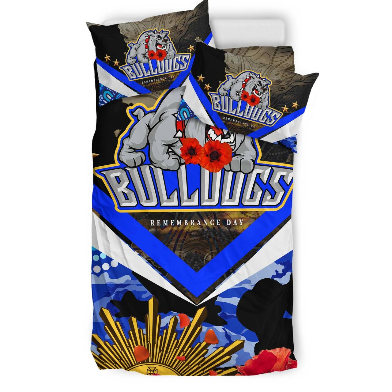 bulldogs-rugby-anzac-aboriginal-bedding-set-poppy-flower-remembrance-day-bedding-set