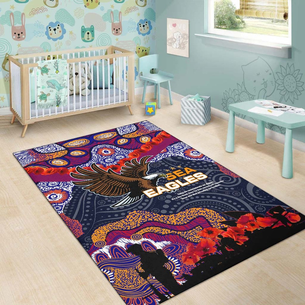 sea-eagles-rugby-anzac-aboriginal-area-rug-manly-warringah-sea-eagles-with-anzac-day-poppy-flower-area-rug