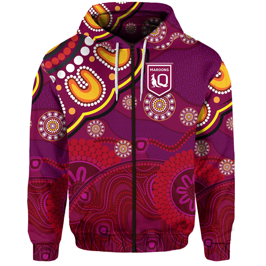 custom-personalised-queensland-maroons-aboriginal-zip-hoodie-indigenous-vibes