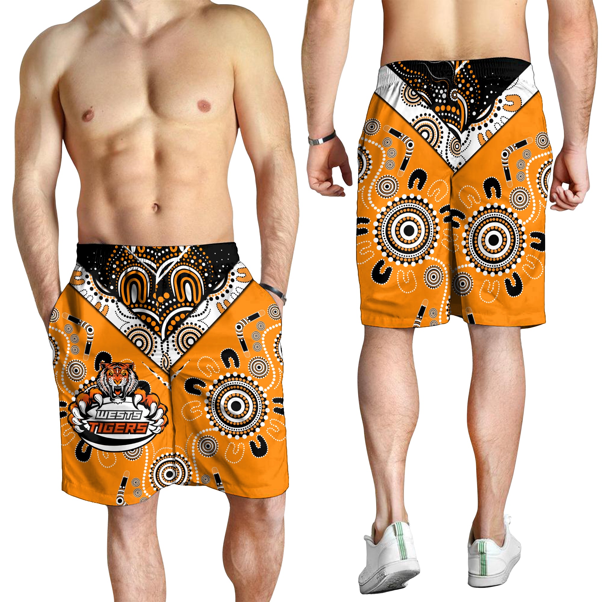 Wests Tiger Rugby Aboriginal Pattern Men Short - LT2