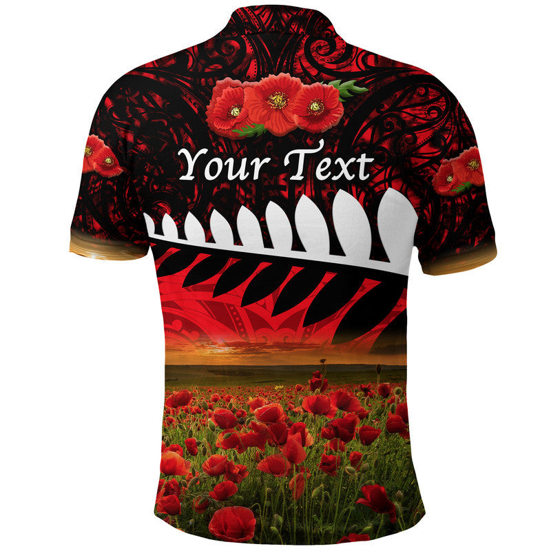 custom-personalised-new-zealand-maori-anzac-polo-shirt-poppy-vibes-red