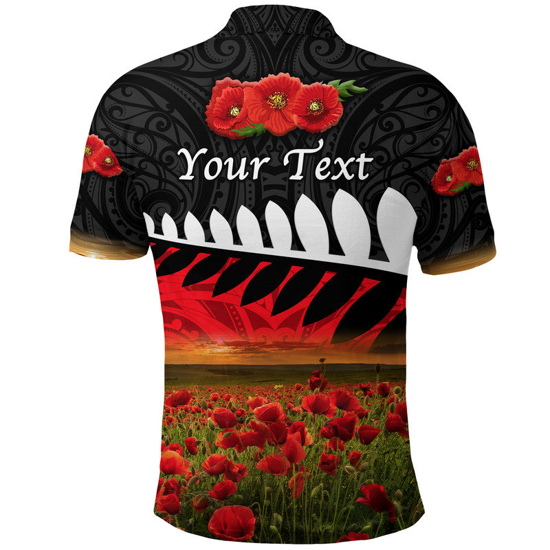 custom-personalised-new-zealand-maori-anzac-polo-shirt-poppy-vibes-black