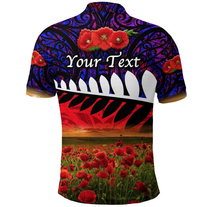 custom-personalised-new-zealand-maori-anzac-polo-shirt-poppy-vibes-purple