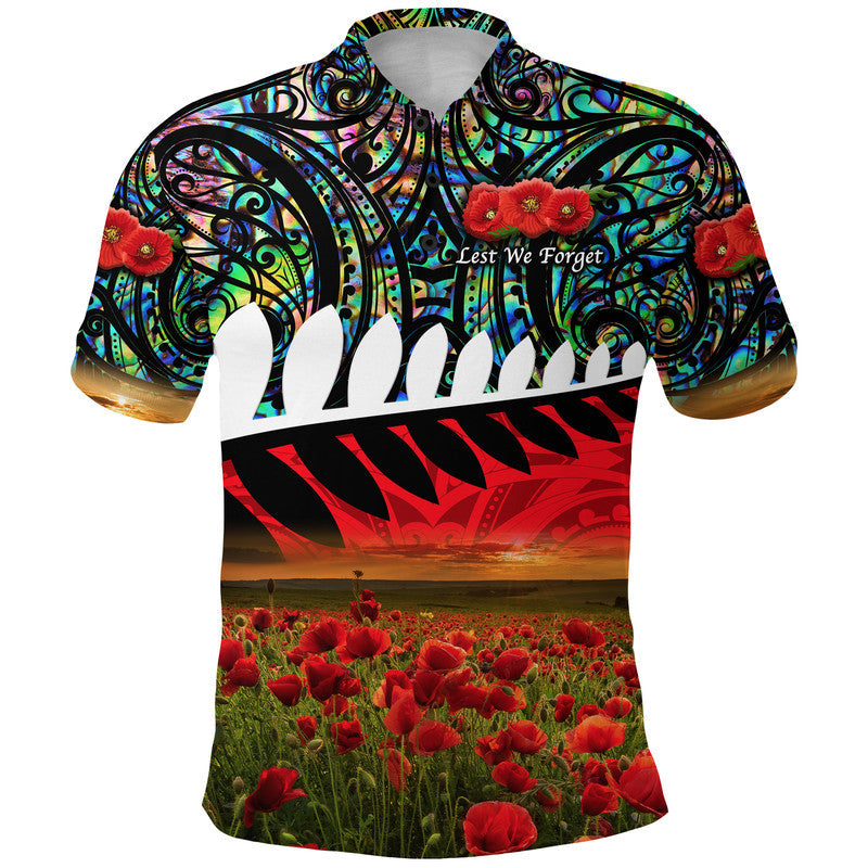 custom-personalised-new-zealand-maori-anzac-polo-shirt-poppy-vibes-paua-shell