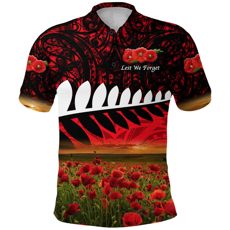 new-zealand-maori-anzac-polo-shirt-poppy-vibes-red