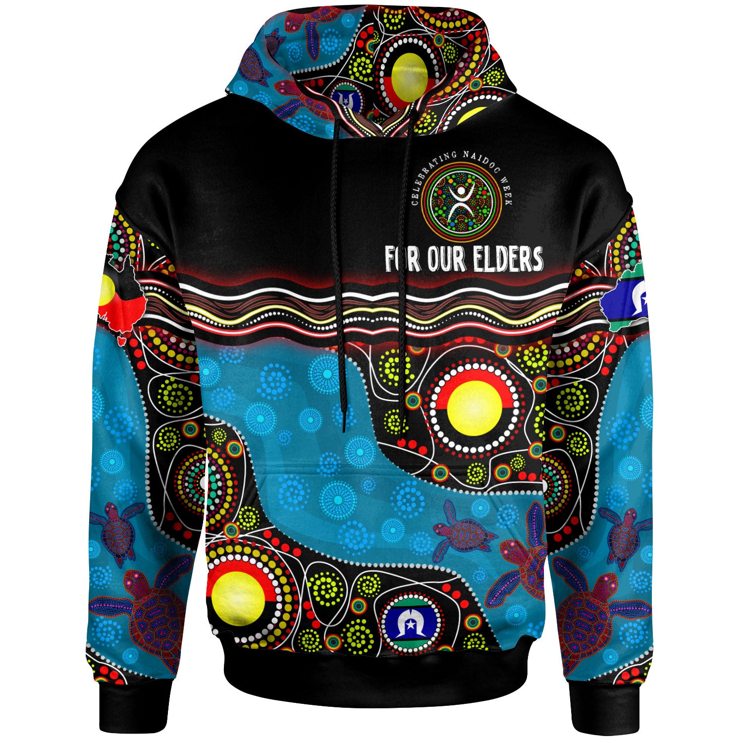 naidoc-week-2023-hoodie-custom-australia-culture-art-with-river-and-tortoise-aboriginal-inspired-dot-art-hoodie