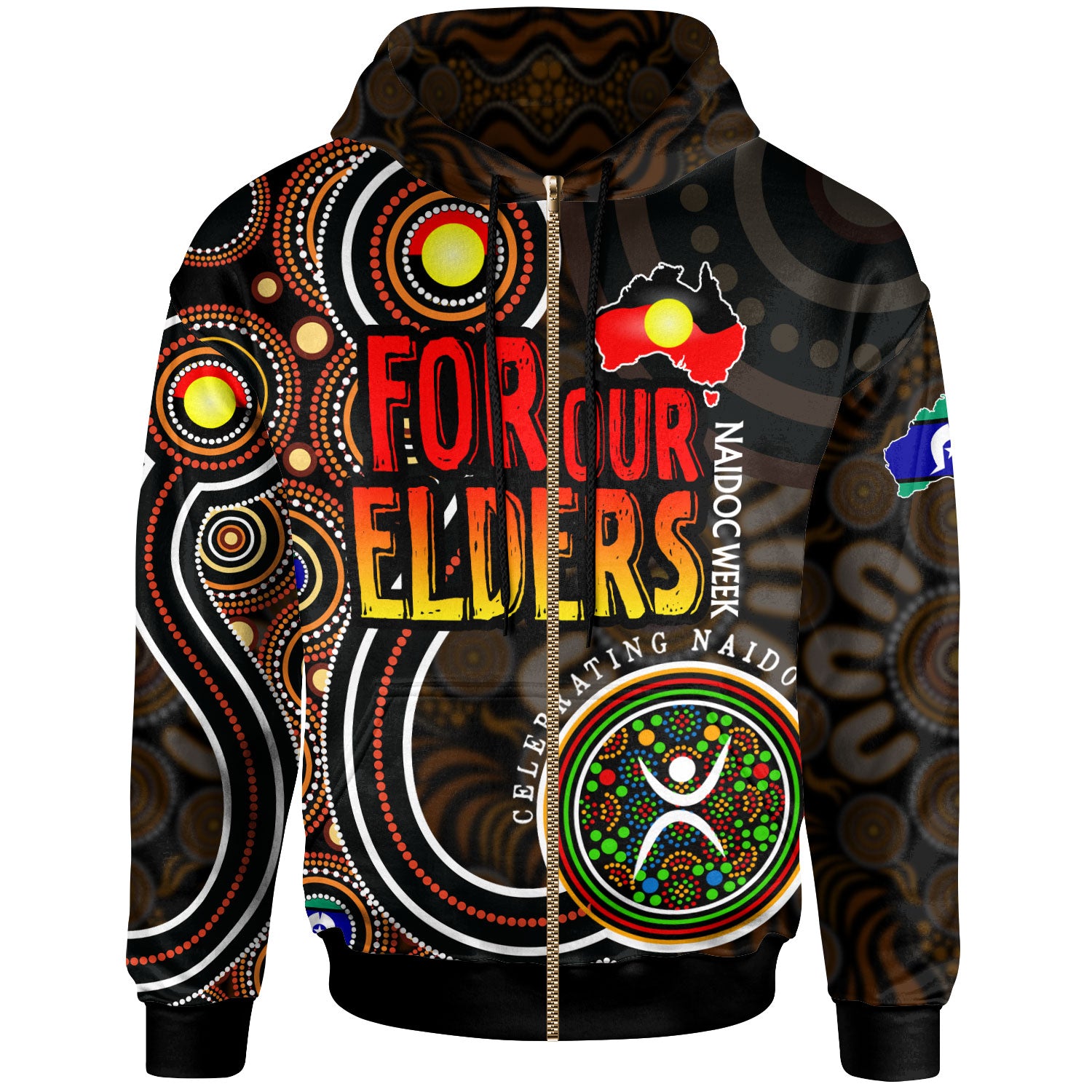 naidoc-week-2023-hoodie-custom-for-our-elders-aboriginal-inspired-dot-art-hoodie