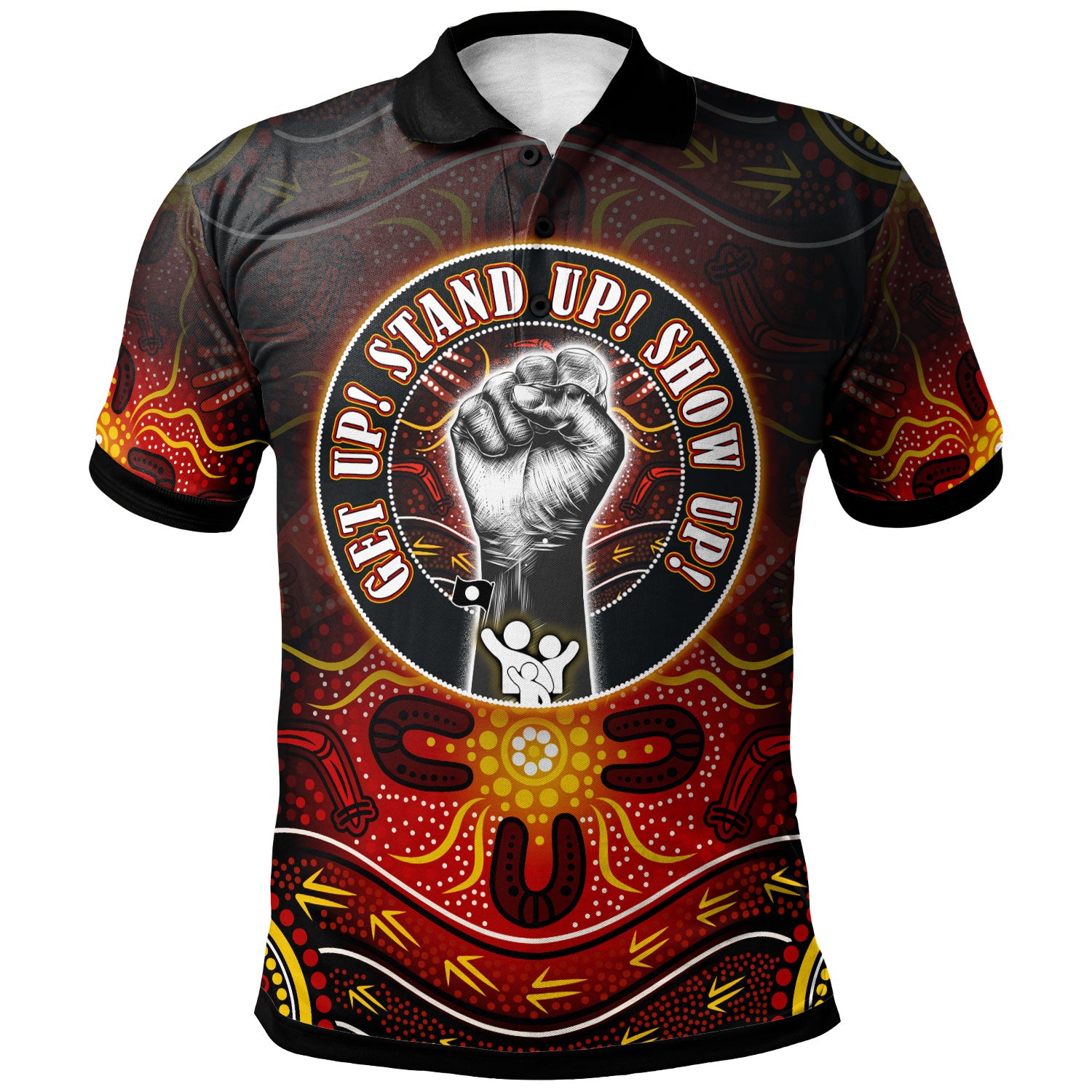 naidoc-week-2023-polo-shirt-custom-naidoc-week-2023-family-aboriginal-inspired-dot-art-polo-shirt