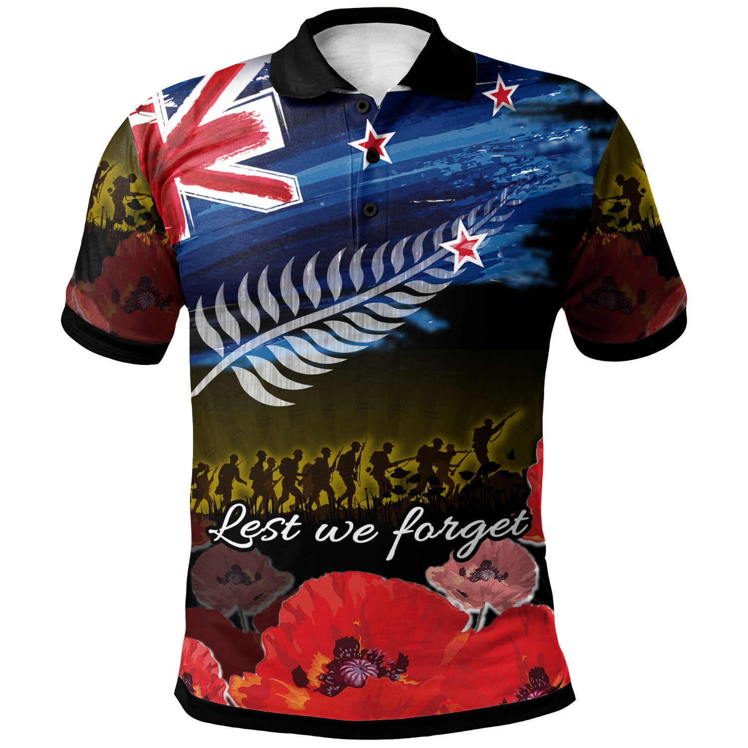 new-zealand-anzac-day-polo-shirt-soldier-with-poppies-flowers