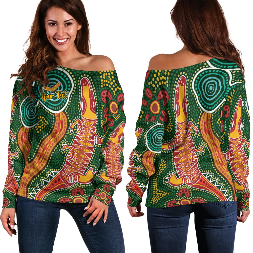 custom-personalised-aboriginal-art-crocodile-off-shoulder-sweater-you-are-number-one