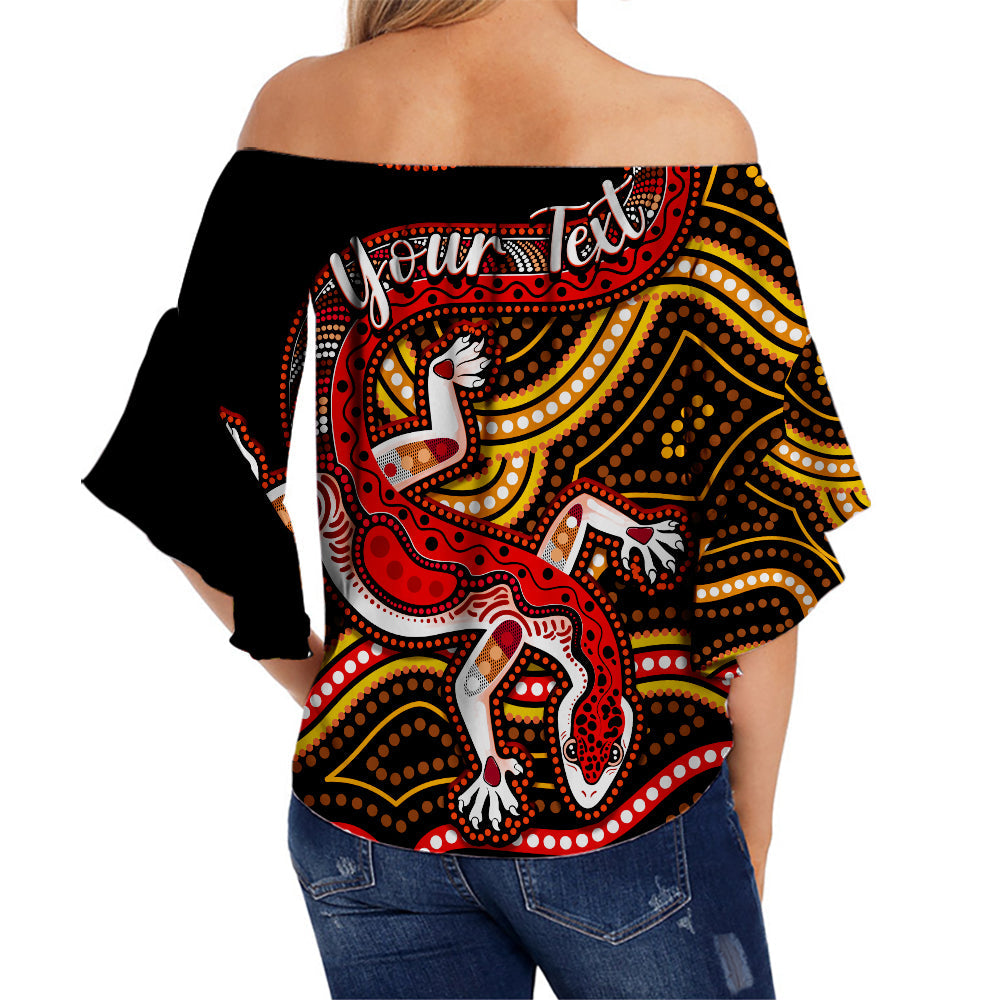 custom-personalised-aboriginal-art-lizard-off-shoulder-waist-wrap-top-you-are-number-one