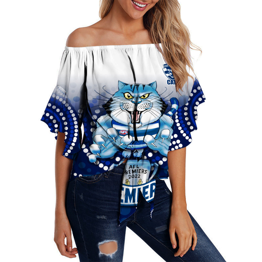 custom-personalised-cats-football-off-shoulder-waist-wrap-top-aboriginal-australian-premiers-2022-proud-geelong-cartoon