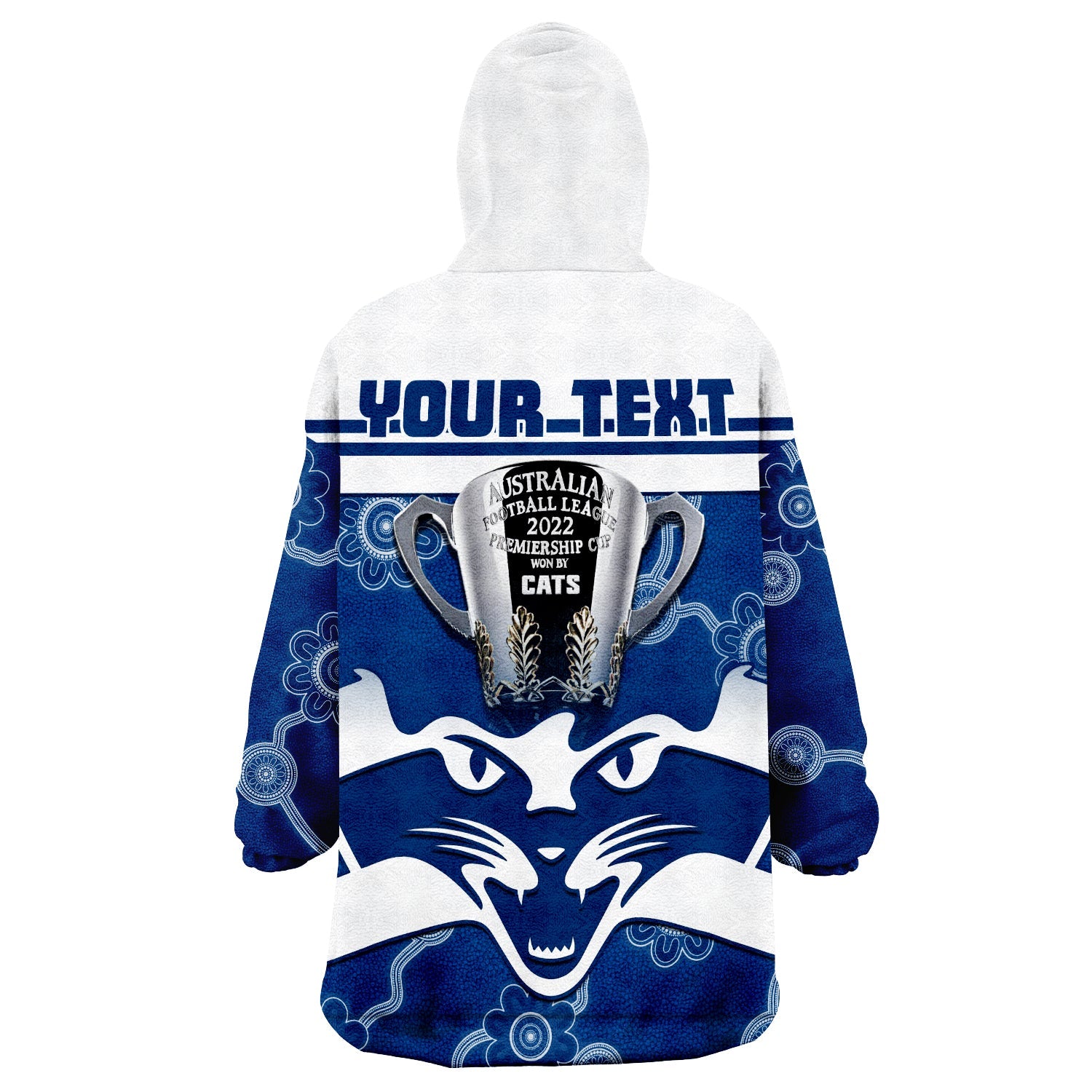 custom-personalised-cats-football-wearable-blanket-hoodie-geelong-premiers-2022-aboriginal