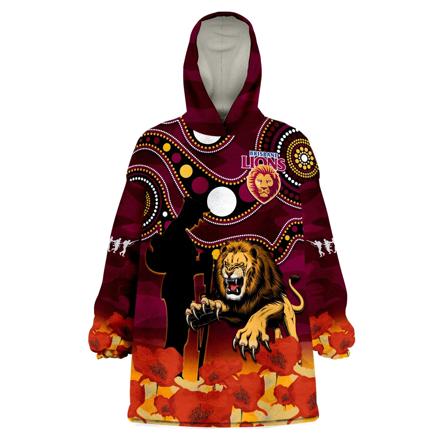brisbane-lions-football-anzac-2023-wearable-blanket-hoodie-aboriginal-mix-poppy-camouflage