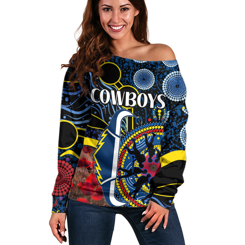 cowboys-rugby-anzac-women-off-shoulder-sweater-aboriginal-military-and-poppy-flowers