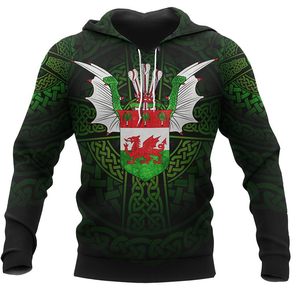 Wales Raglan Sleeve Hoodie - Red Dragon