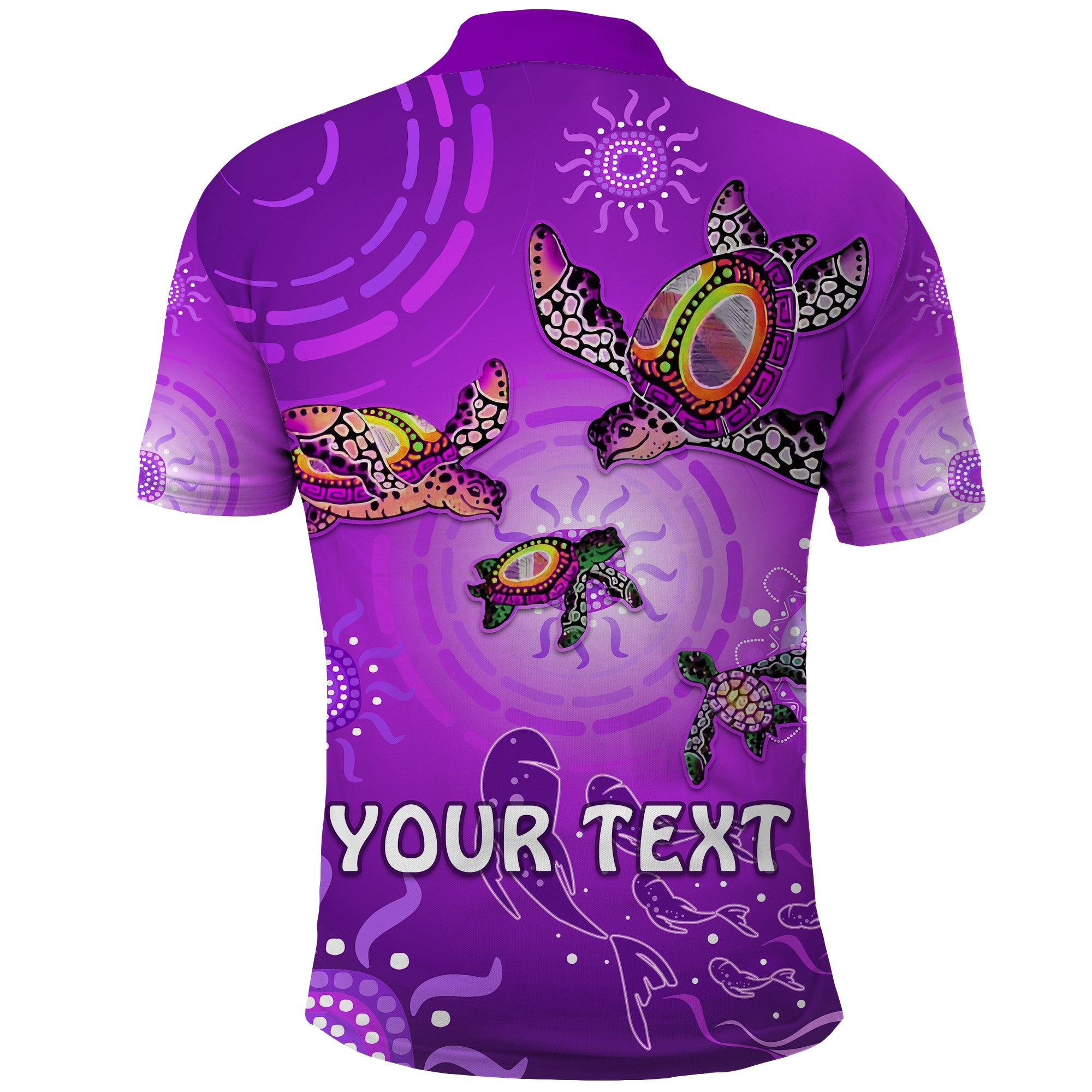 custom-personalised-australian-aboriginal-polo-shirt-happy-turtle-family-version-purple