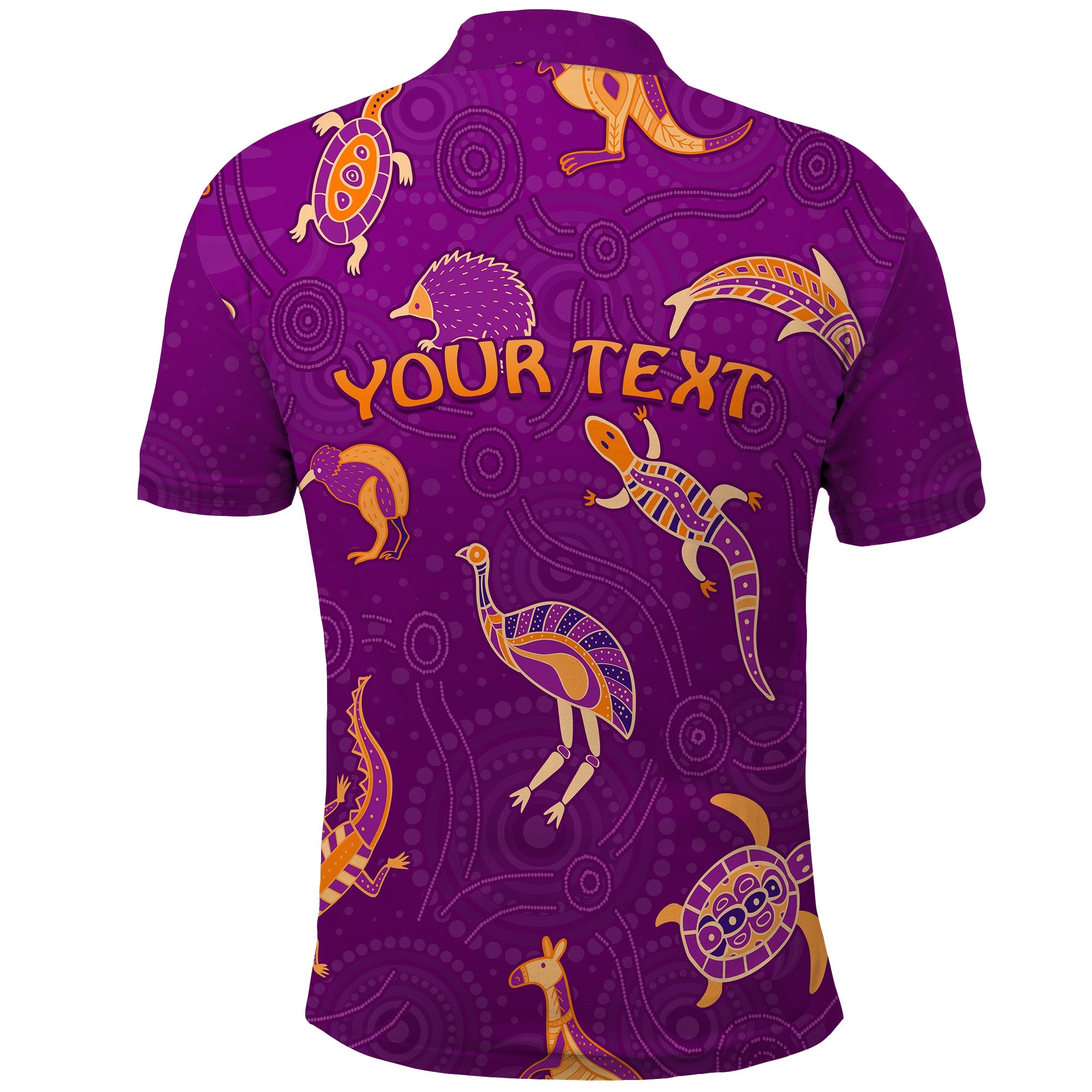 custom-personalised-aboriginal-art-polo-shirt-animals-australia-version-purple