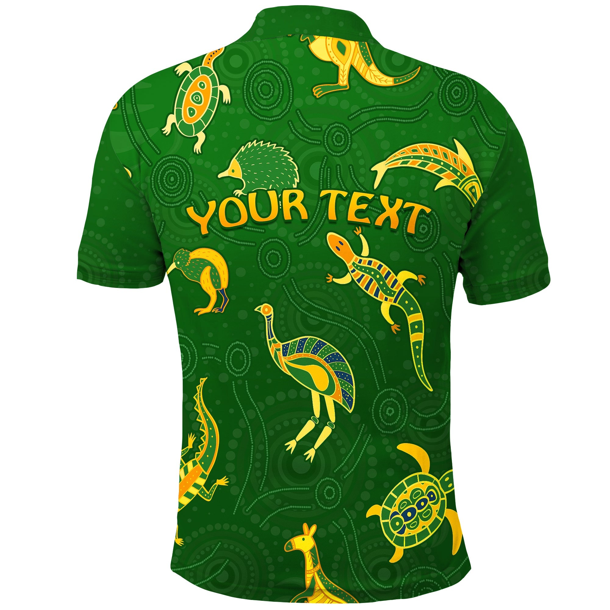 custom-personalised-aboriginal-art-polo-shirt-animals-australia-version-green