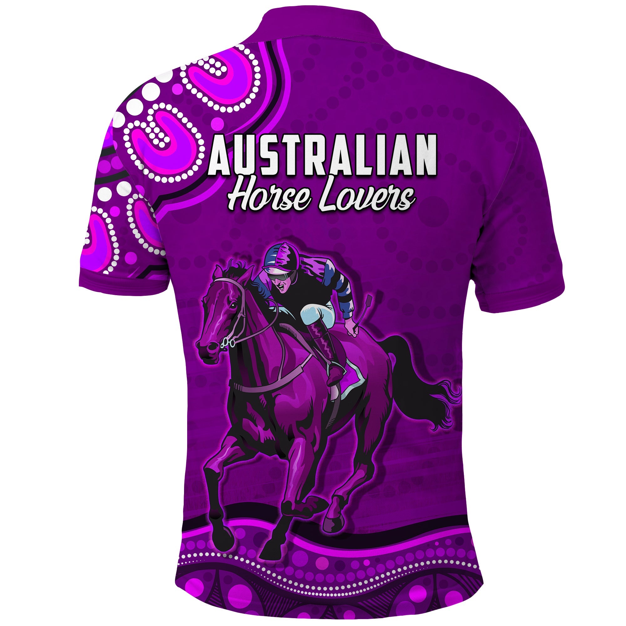 launceston-cup-2022-polo-shirt-australia-aboriginal-purple-horse-lovers