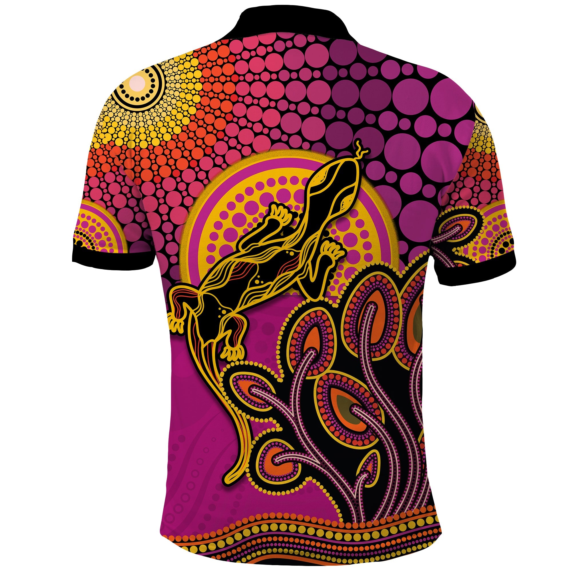 aboriginal-lizard-polo-shirt-tree-on-the-hill-sunshine