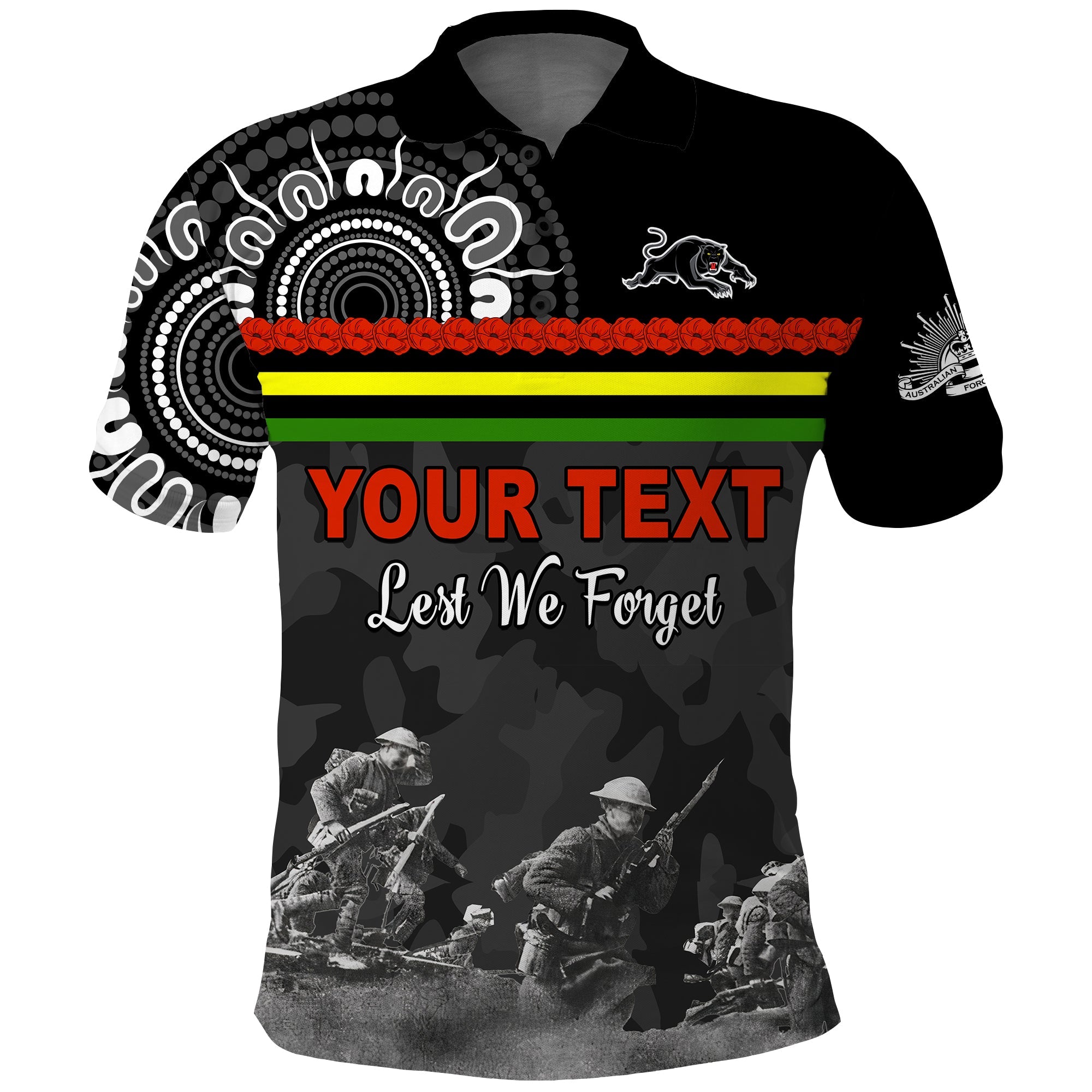 custom-personalised-panthers-anzac-day-polo-shirt-aboriginal-lest-we-forget-ver02