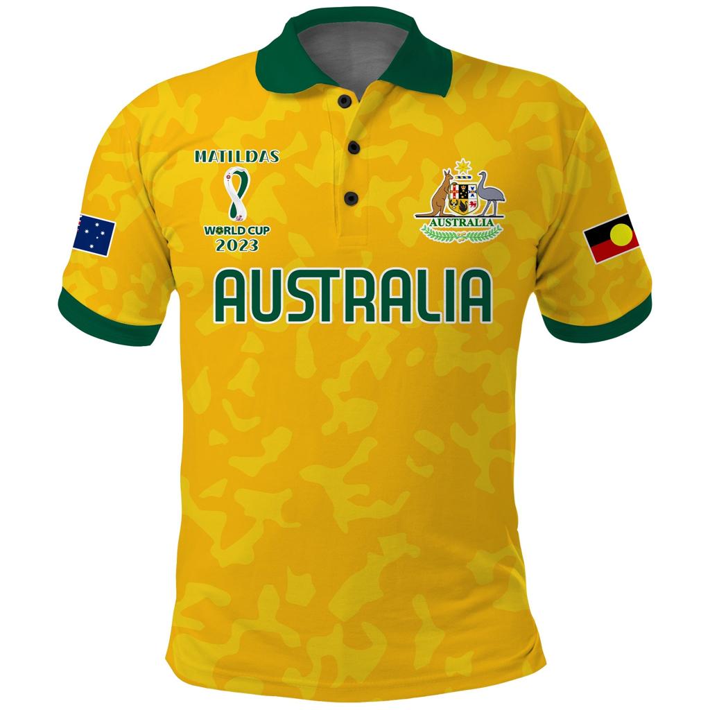 (Custom Text and Number) Australia Soccer Polo Shirt World Cup Football 2023 Socceroos with Kangaroos - MATILDAS LT13